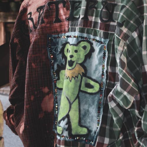 Set of 4 Far Out Upcycled Hippie/Boho Themed Flannel Top for wholesale by TimberJune