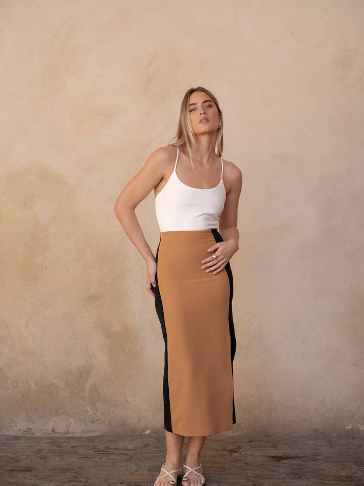 FARVEBLOK MIDI KJOLE for engroshandel hos Javier Teruel García - InfinityWear