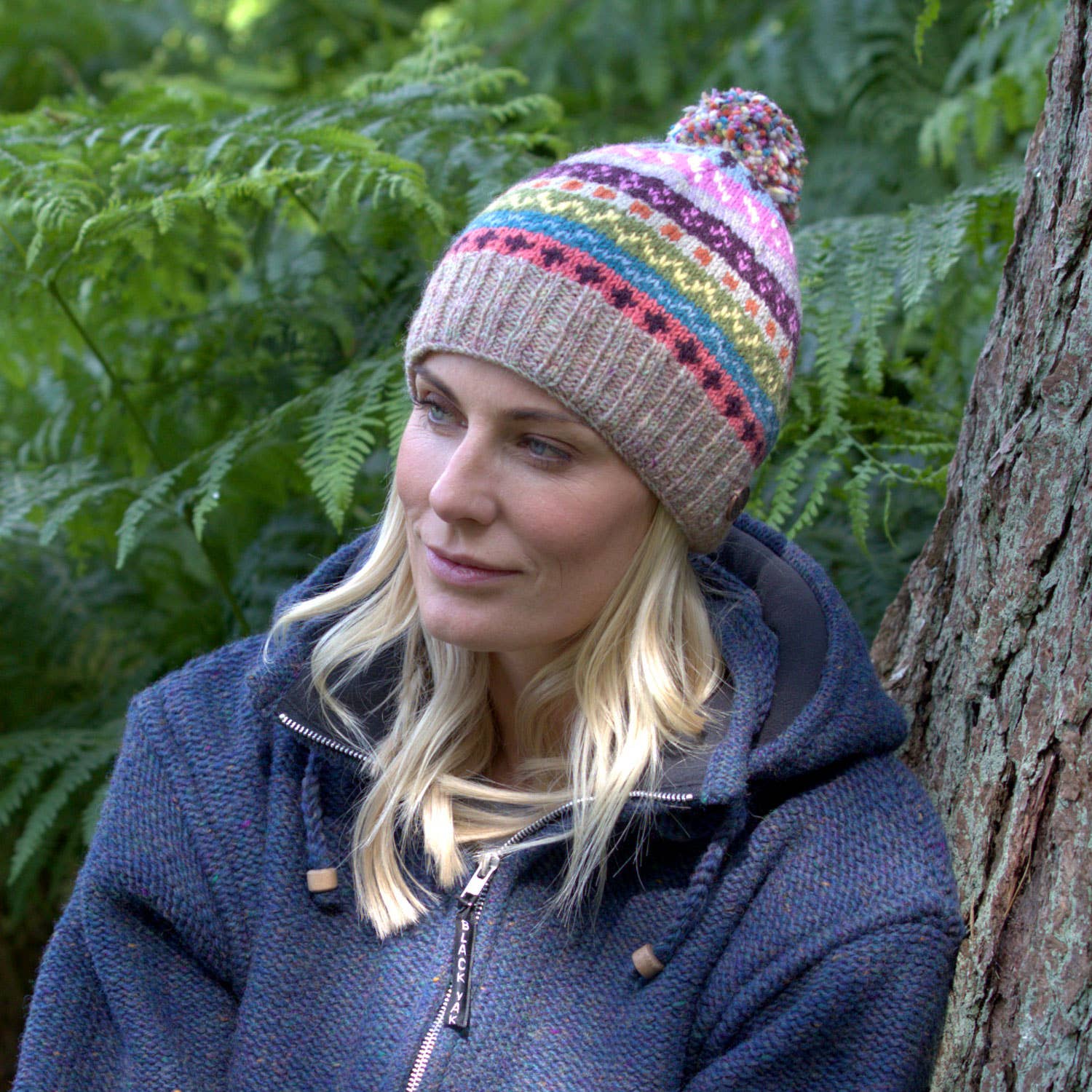 Black Yak Ltd - Wholesale Beanie - Unisex - Fair Isle Bobble Hat - Pure Wool - Knitted - Fair Trade10