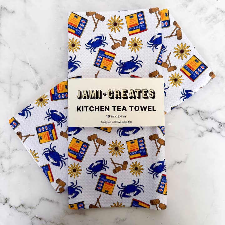 Jami Creates - Wholesale Tea Towel - Maryland Seasoning Crab Feast Kitchen Dish Towel1