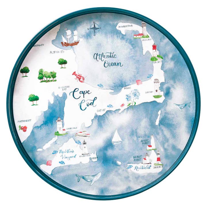 Cape and Islands ronde gelakte serveerschaal voor wholesale door rockflowerpaper