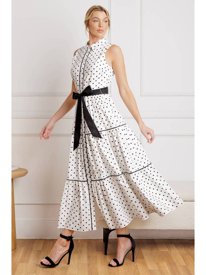 BIANCO NERO Abito midi in tessuto stampato - ID22112 in vendita all'ingrosso su Faire4