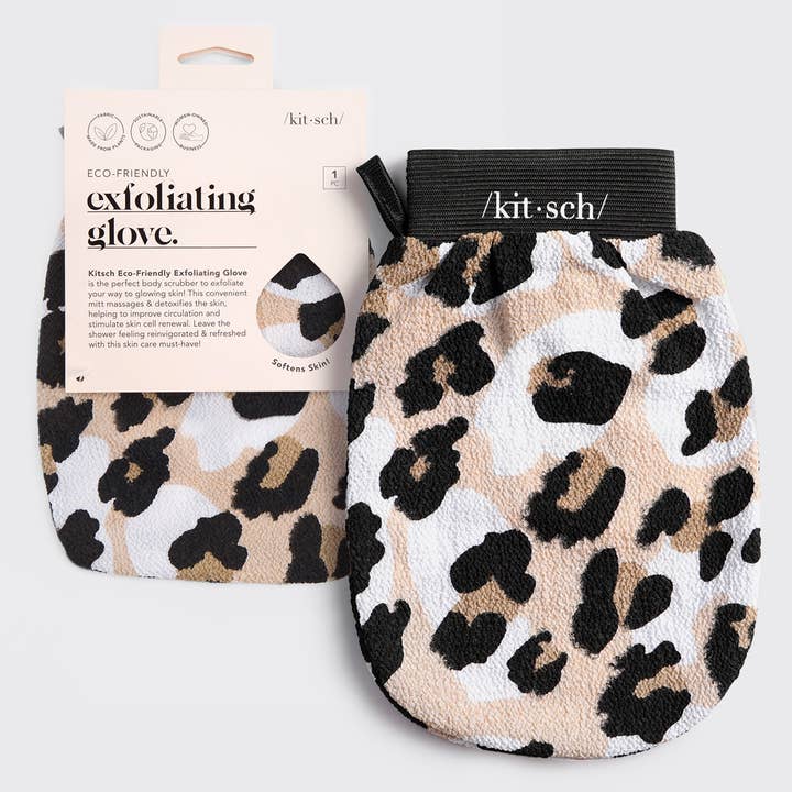 KITSCH - Wholesale Exfoliating Gloves/Mitts - Eco-Friendly Exfoliating Glove - Leopard