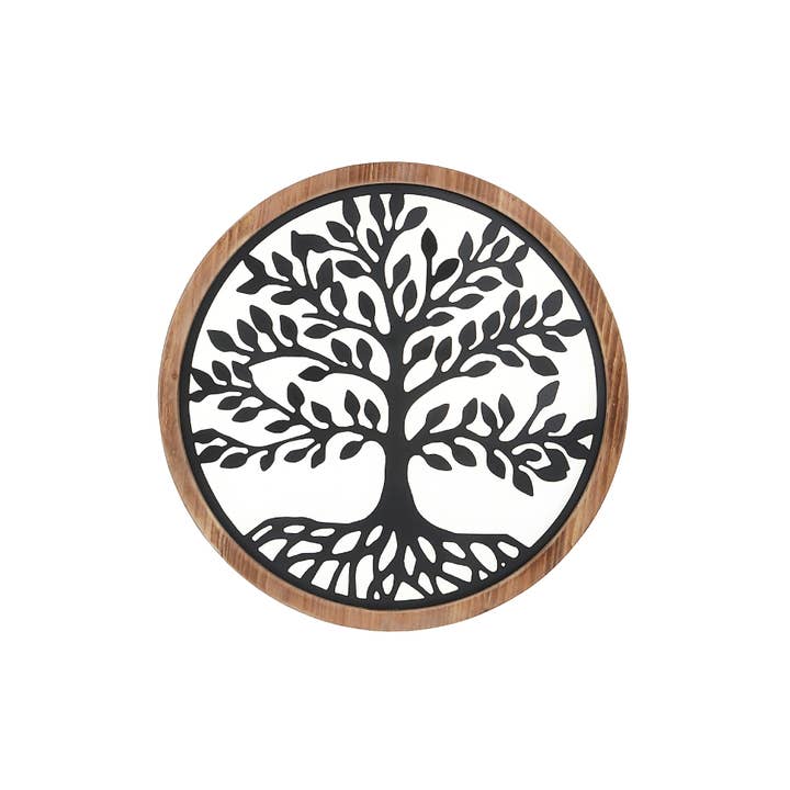Black Wood Framed Metal Tree Of Life Wall Art for wholesale on Faire