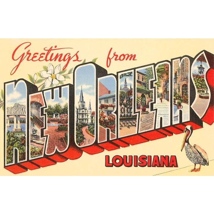 Postcard LU-39 Greetings from New Orleans for wholesale by Found Image Press