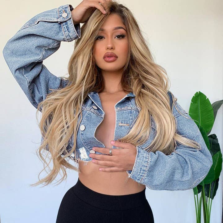 Top de Ganga de Mulher com Manga Comprida e Lapela com Botões por atacado de SALINA TRADING INC