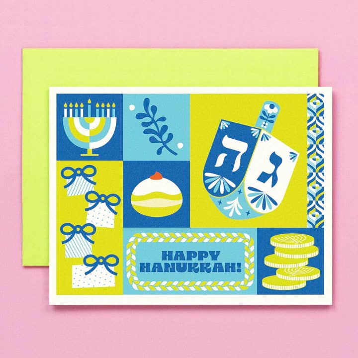 Hanukkah Block • Colorblock Hanukkah Card or Boxed Card Set for wholesale by My Darlin'