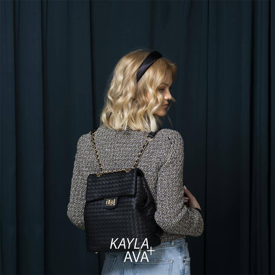 KAYLA+AVA - Wholesale Backpack - Women's - GABRIELLA Woven Backpack with Chain Strap5