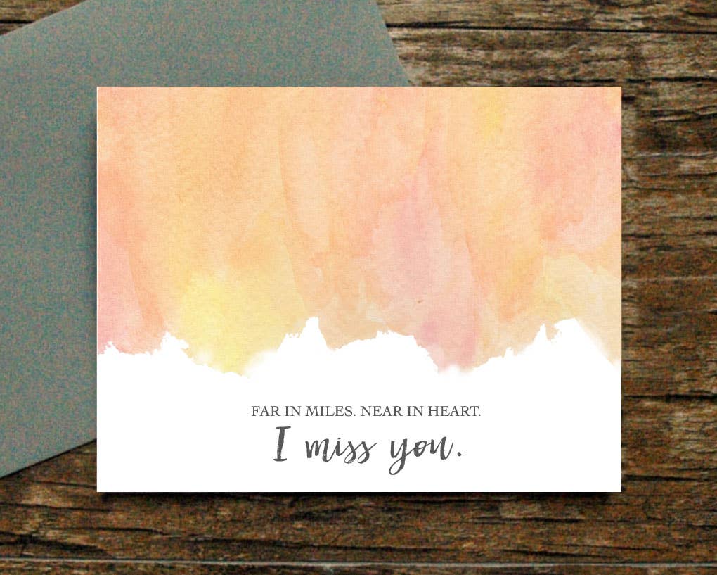Print Therapy - Wholesale Love Card - Far in Miles Near in Heart I Miss You Card1