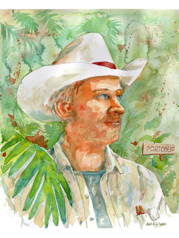 "Cowboy in the Jungle" (tropical art print) for wholesale by davidkjonesart