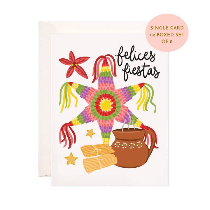 Felices Fiestas gratulationskort - spanska julkort för wholesale av Bloomwolf Studio