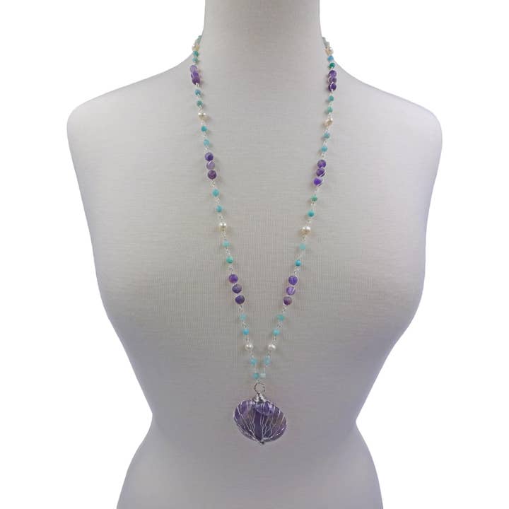IST Jewelry - Wholesale Pendant/Charm Necklace - Amethyst Tree of Life Pendant Necklace