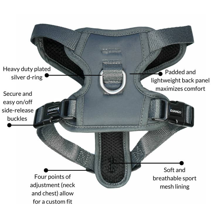 DJANGO - Wholesale Pet Harness - Dog - Tahoe No Pull Dog Harness - Poppy Seed Gray5