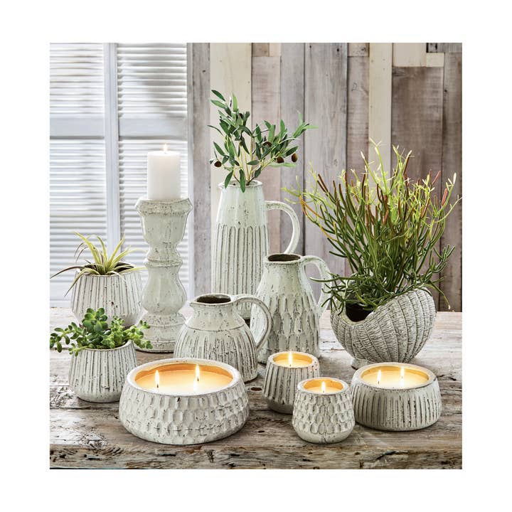 Laguna Low Bowl Planter - White Multi for wholesale on Faire
