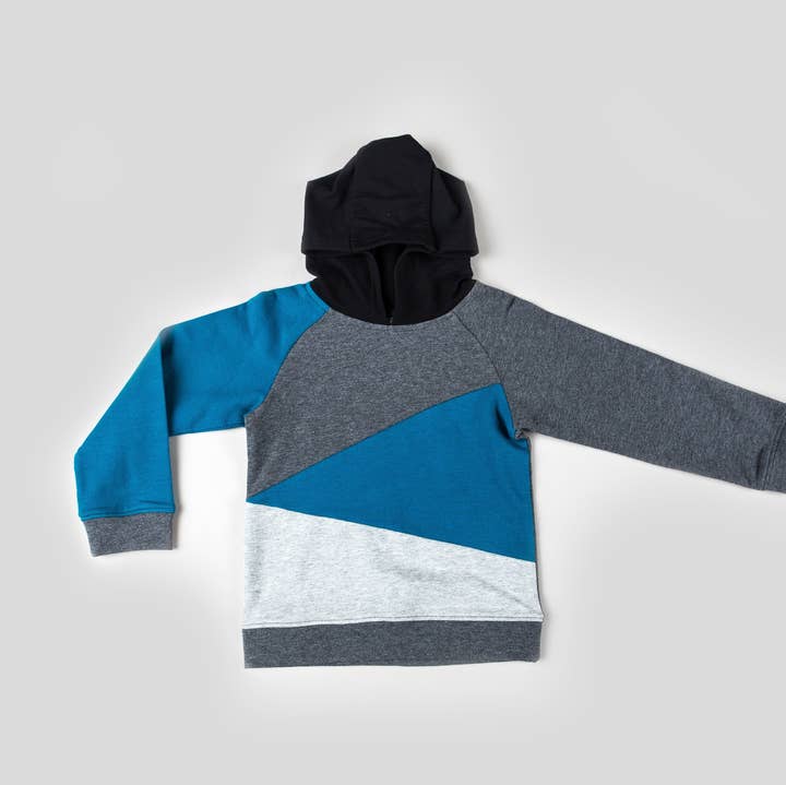 Sudadera con capucha para niño, color azul y gris para venta al por mayor de Kinderkind