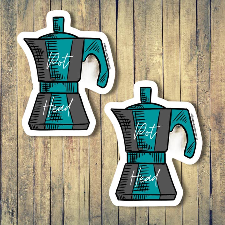 Pot Head Sticker for wholesale by Radiant Ginger Designs