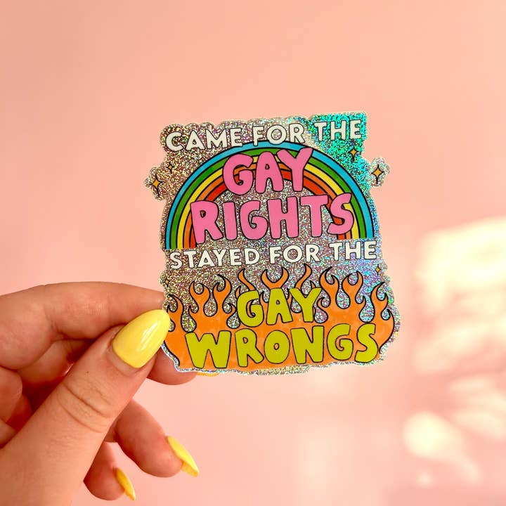 The Peach Fuzz - Wholesale Sticker - Gay Wrongs Glitter Sticker
