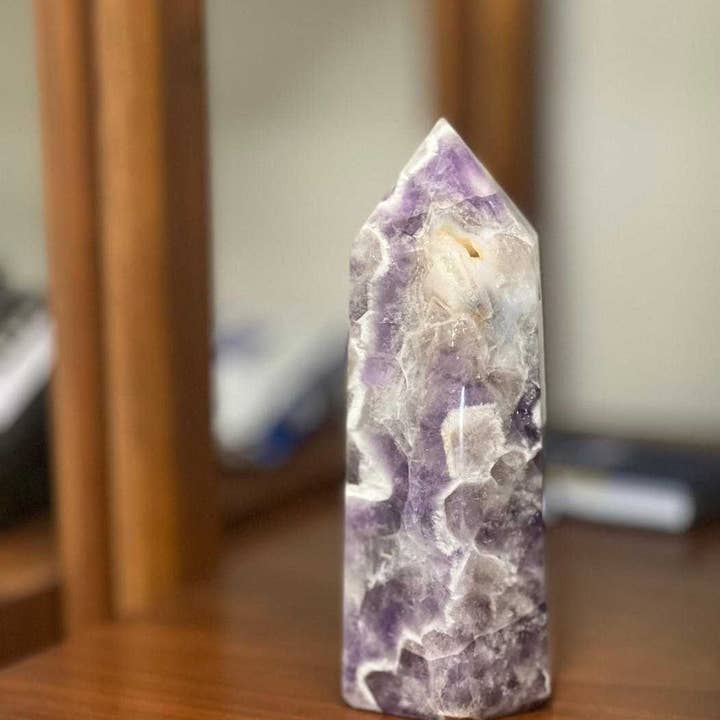 Amethyst Obelisk tower 6" approx for wholesale by Vrinda