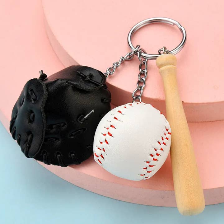 Kate Tuesday Jewelry - Wholesale Keychain – Unisex - Baseball Bat Glove and Ball Key Chain1