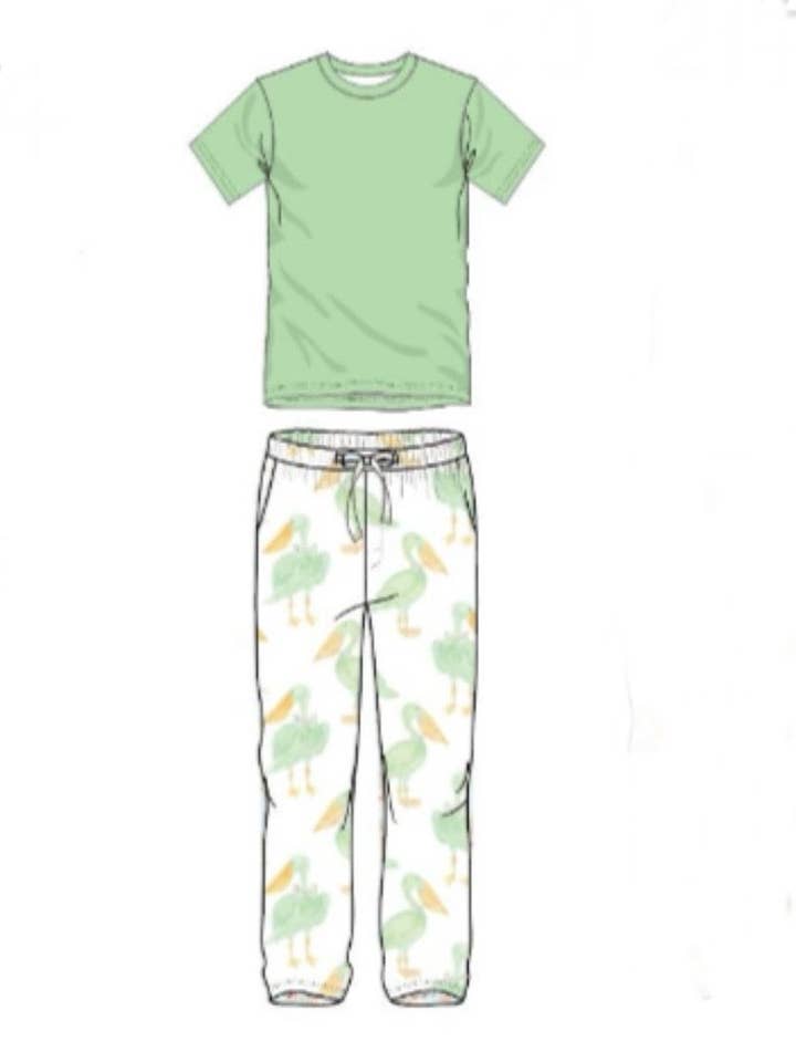 Conjunto de pijama de dos piezas para adolescentes Mint Pelican para venta al por mayor de Sweet Bay Clothing