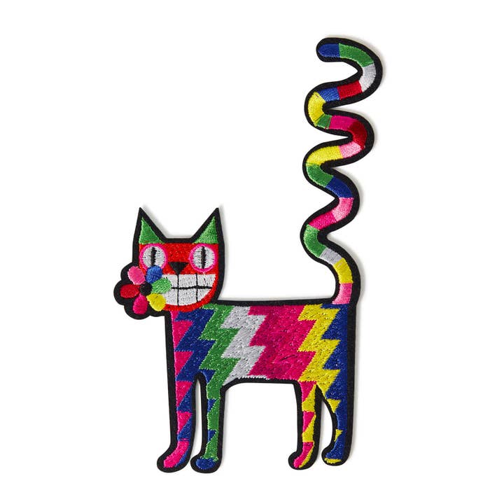 Machine embroidered iron-on patch - Fantasticat for wholesale by Macon & Lesquoy