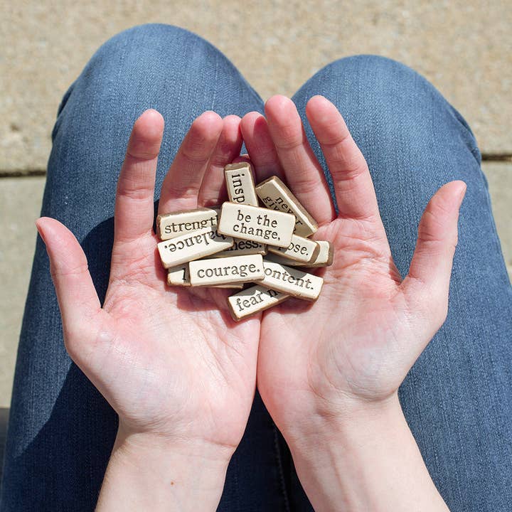 MudLOVE - Wholesale Art Stones - Ceramic Pocket Rock Reminders - Word Variety Pack