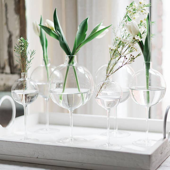 etúHOME - Wholesale Vase - Clear Wine Glass Shaped Flower Vase, Large