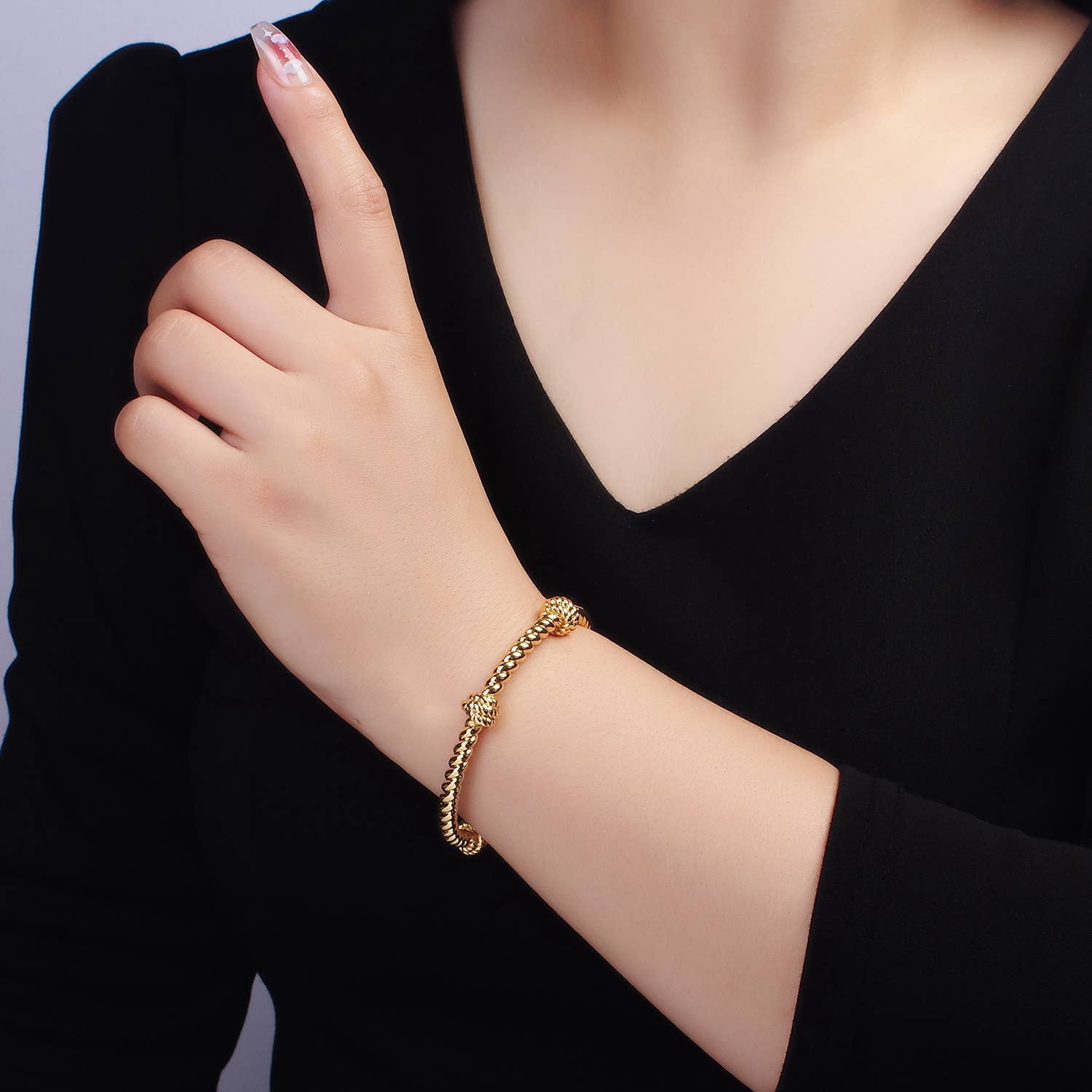 Aim Eternal - Vente Bracelet manchette - Manchette en corde nouée remplie d'or 24 carats | WA-25183