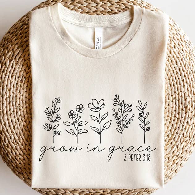 Grow in Grace Faith Christian Graphic T-Shirt for wholesale by VintageLee Crafted