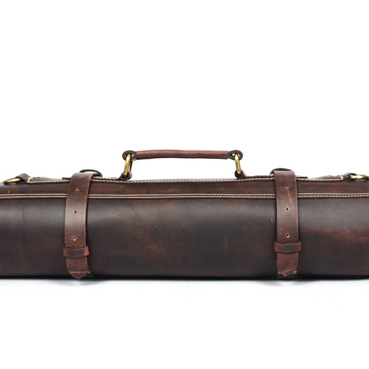 TLG Canada - Wholesale Knife Storage - Arizona Leather Knife Roll 10 Slot Walnut Brown1