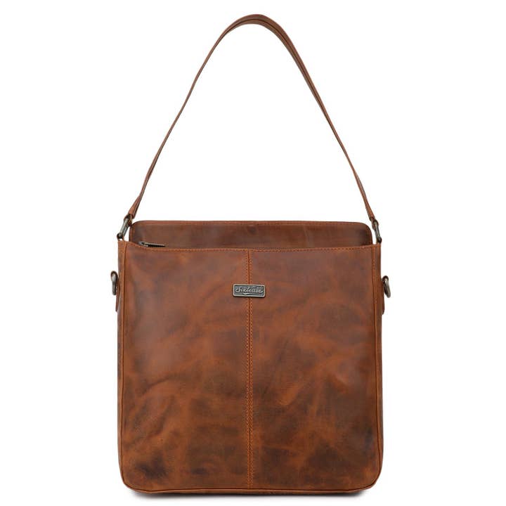 Bolso de hombro rústico de cuero para mujer - Marrón castaño para venta al por mayor de Sixtease Bags USA