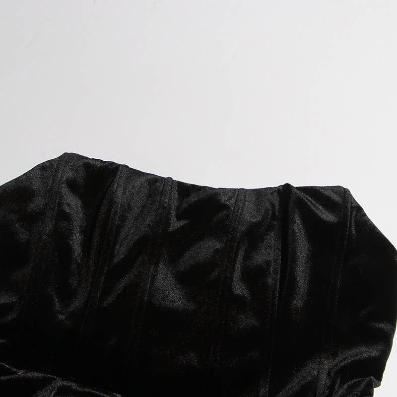 Black DR439 Style Tube Top Dress with 3D Floral Hemline for Women for wholesale on Faire4