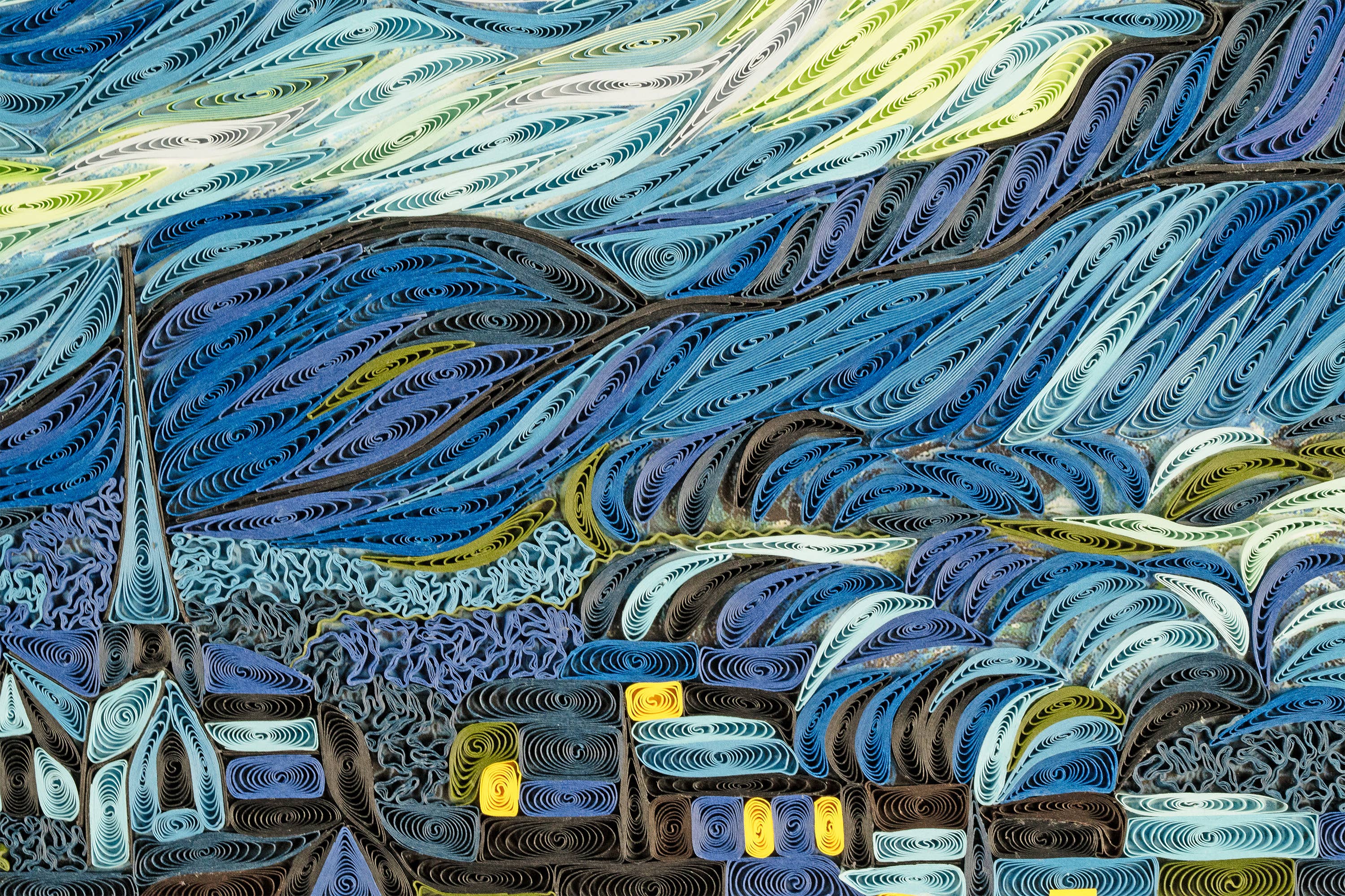 Quilling Card - Wholesale Art Print - Quilled Starry Night, Van Gogh Wall Art (15 in. X 11in)3