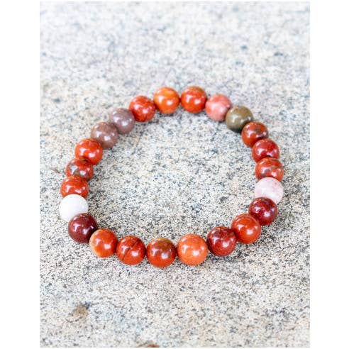 rosso Bracciale elastico in diaspro rosso in vendita all'ingrosso su Faire