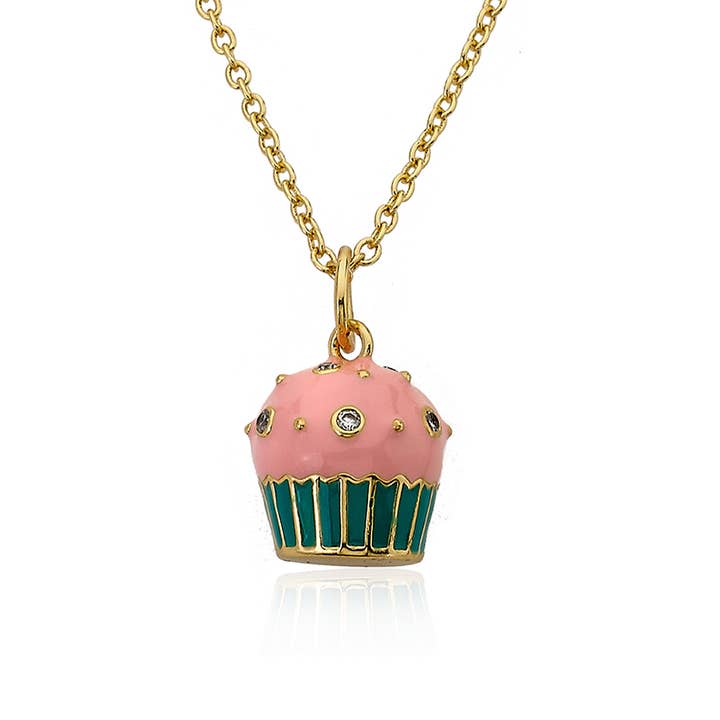 Collar de cadena con colgante de cupcake para venta al por mayor de Little Miss Twin Stars