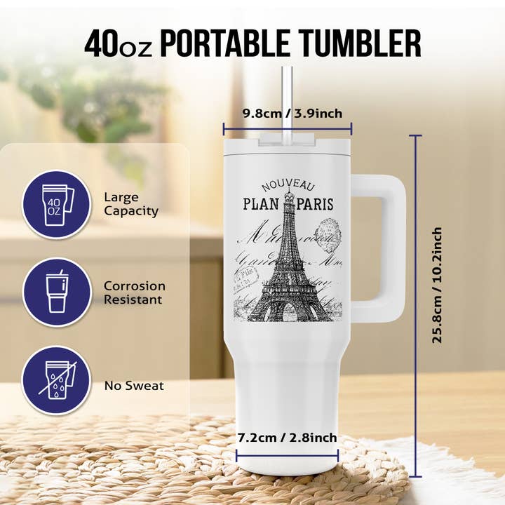 3dRose – wholesale Insulated mug/tumbler – 3dRose, Nouveau Paris vintage Eiffel tower, Tumbler6