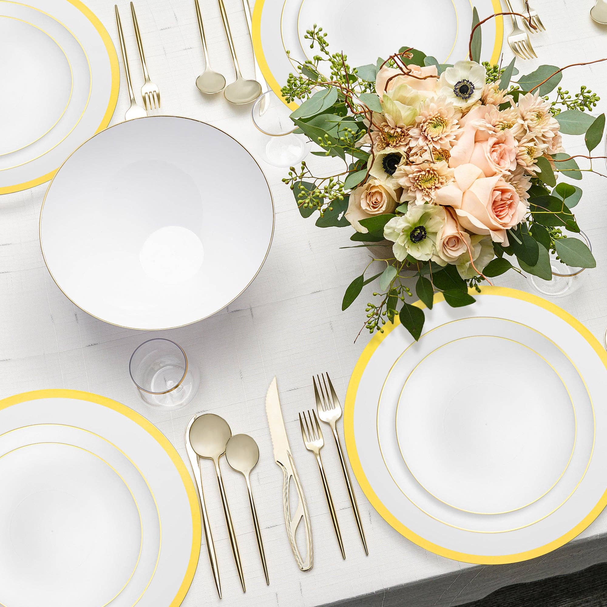 Smarty had a Party - Wholesale Serviesset - Witte met Gouden Maanlicht Ronde Plastic Bruiloft Waardeset5