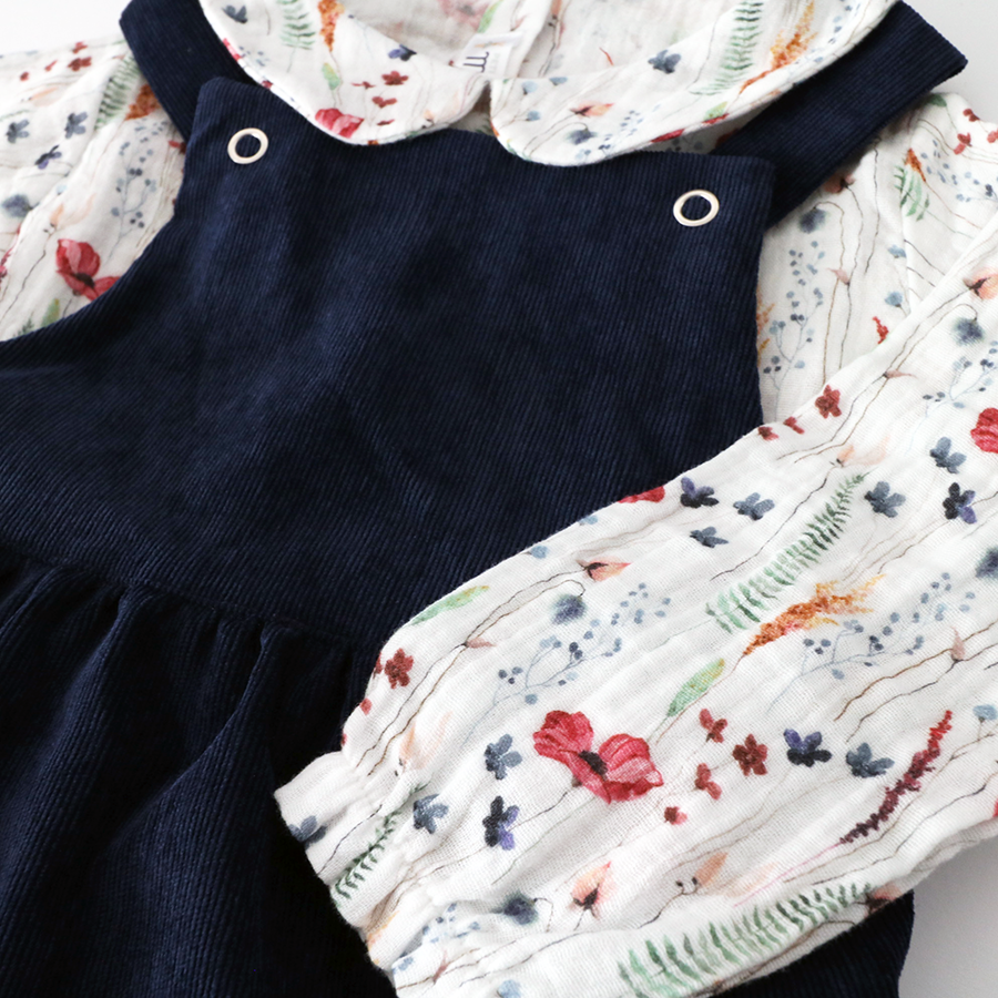 Petit Martin – Vestido - Crianças por atacado – Vestido de veludo azul marinho3