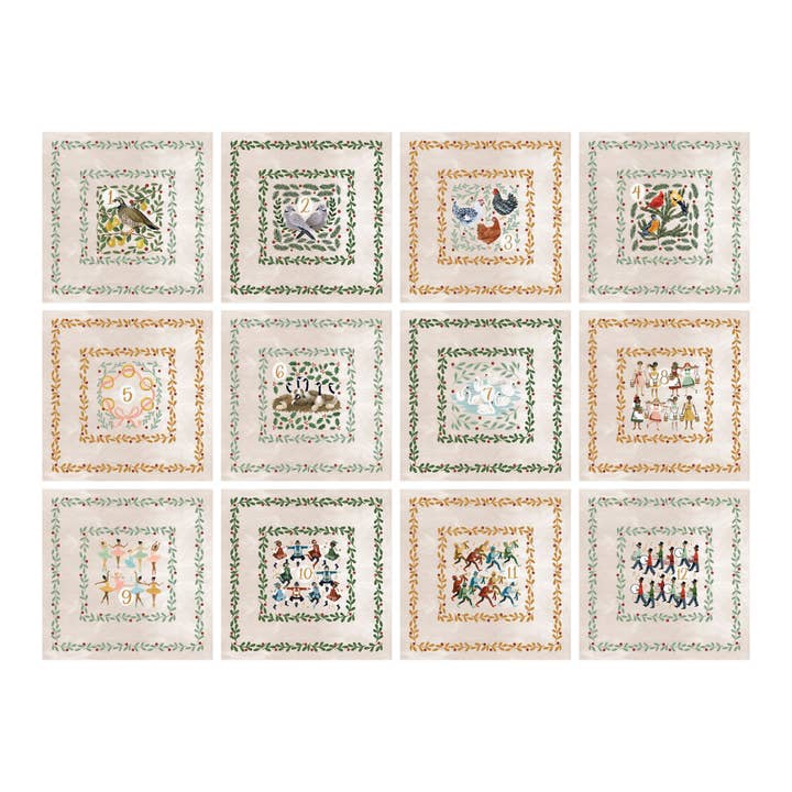 1canoe2 | One Canoe Two Paper Co. - Wholesale Dinner & Cloth Napkin - 12 Days of Christmas Cotton Cloth Table Napkins Set4