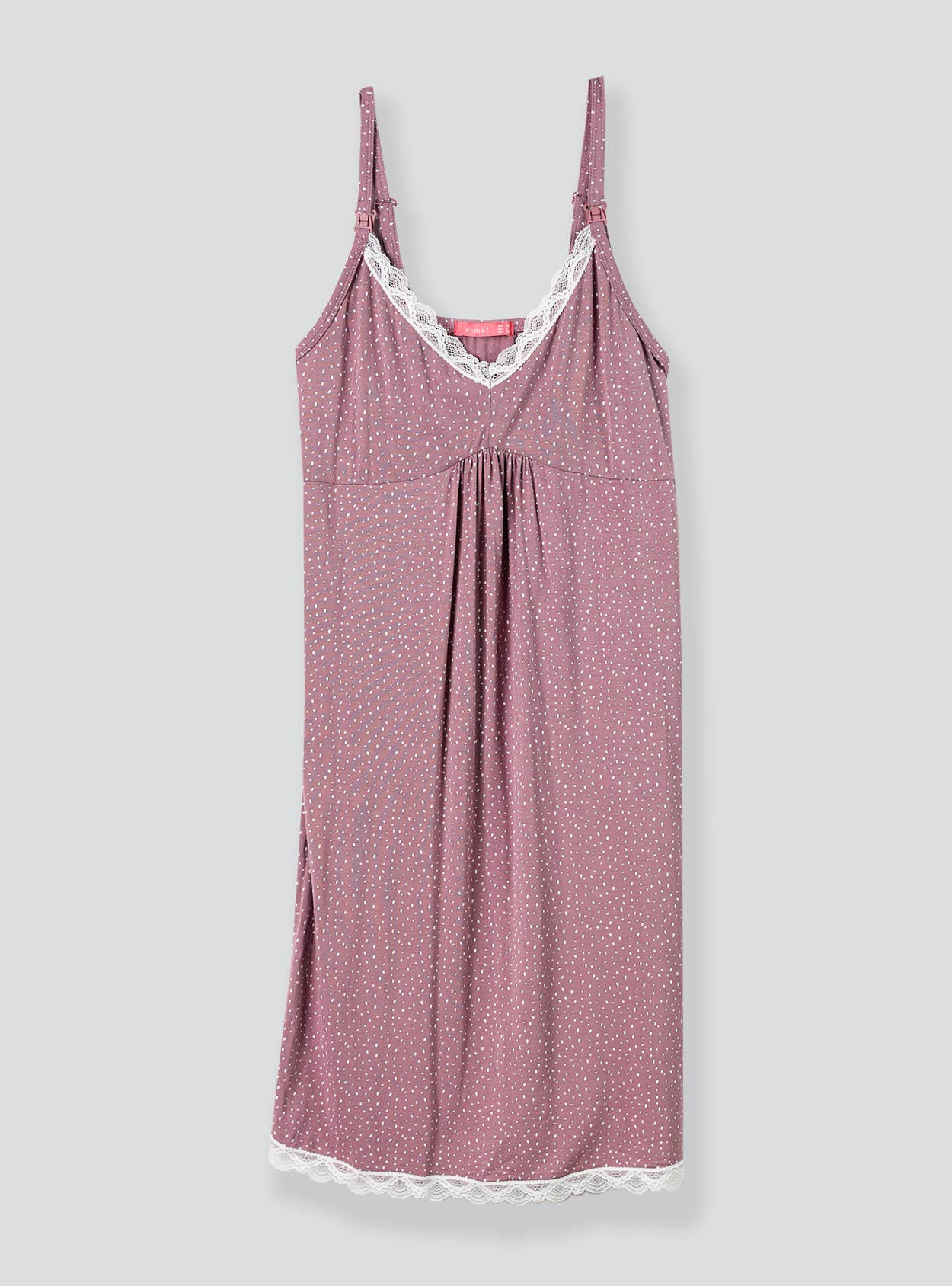 Ohma Barcelona – Großhandel Stillkleid – Schwangerschafts- & Stillmode – Stillnachthemd mit Tupfen und Spitze5