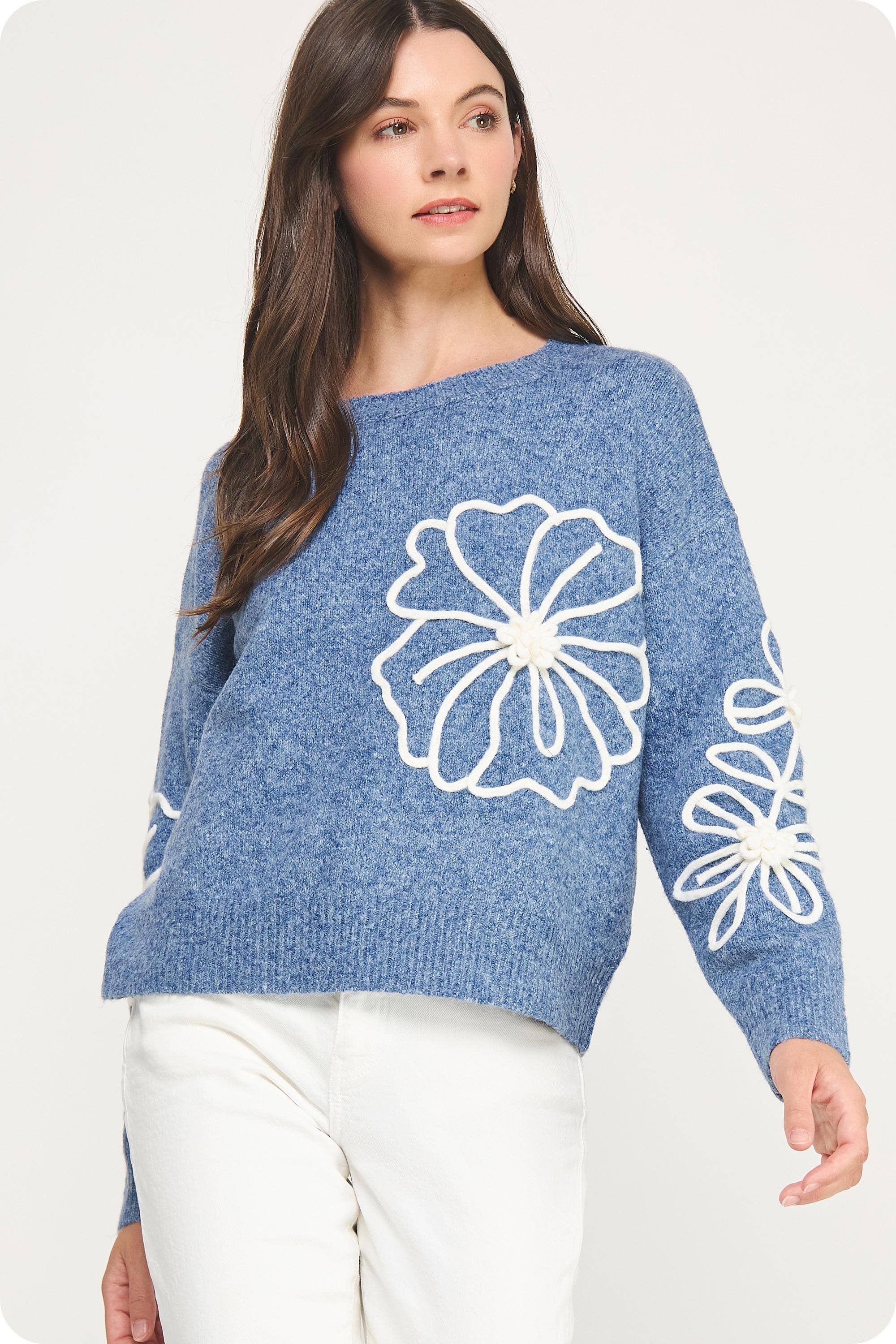 Strut & Bolt - Vendita all'ingrosso Maglia larga - Donna - Maglione in maglia con ricamo floreale6