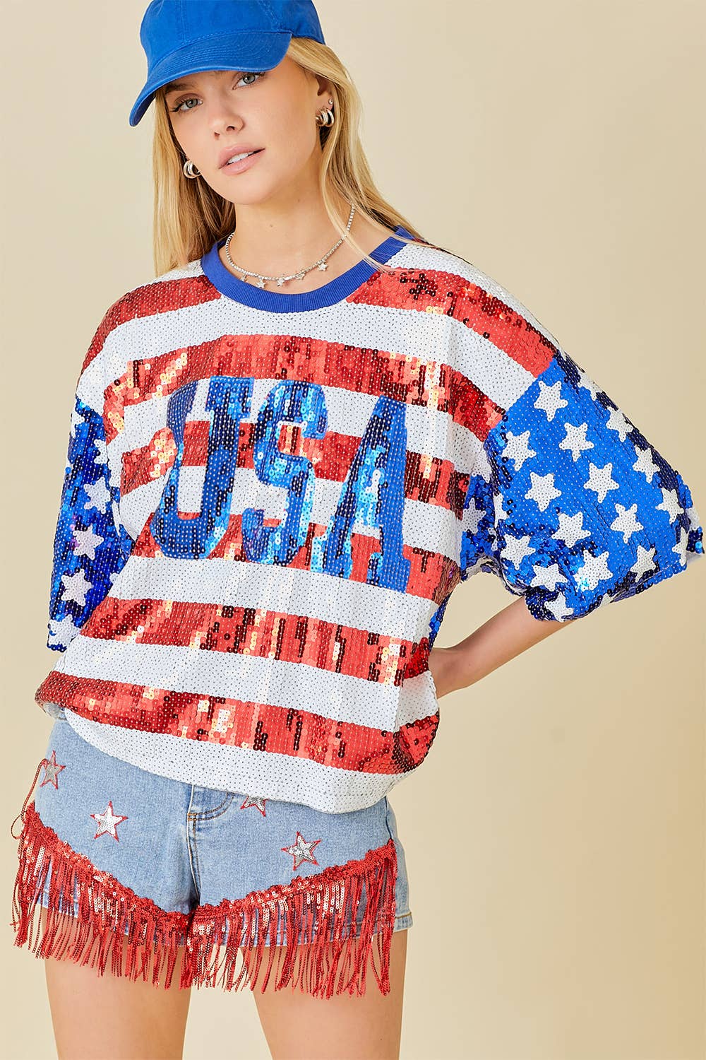 MEHRFACH 4. Juli USA Crop Top mit Pailletten für den Großhandel auf Faire2