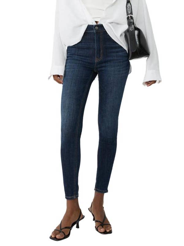 Ladies Mid Waist Push Up Skinny Denim Pants 022001S24 for wholesale by Sweetkama