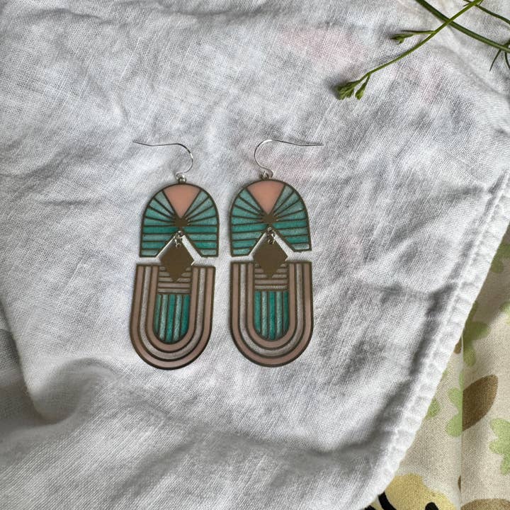 Nouveau // Stained Glass Resin Earrings for wholesale by Wild Lupine Folkcraft