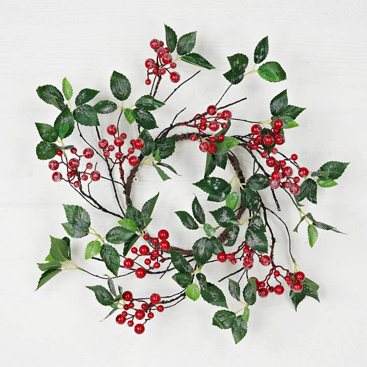 31662-18-inch(6.5) Wreath with Sparkled rose leaves for wholesale by Holiday Depot Inc.