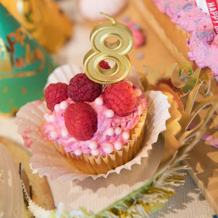 Party Partners - Wholesale Cake Candle - 5 Gold Metallic Decal Number Candle1