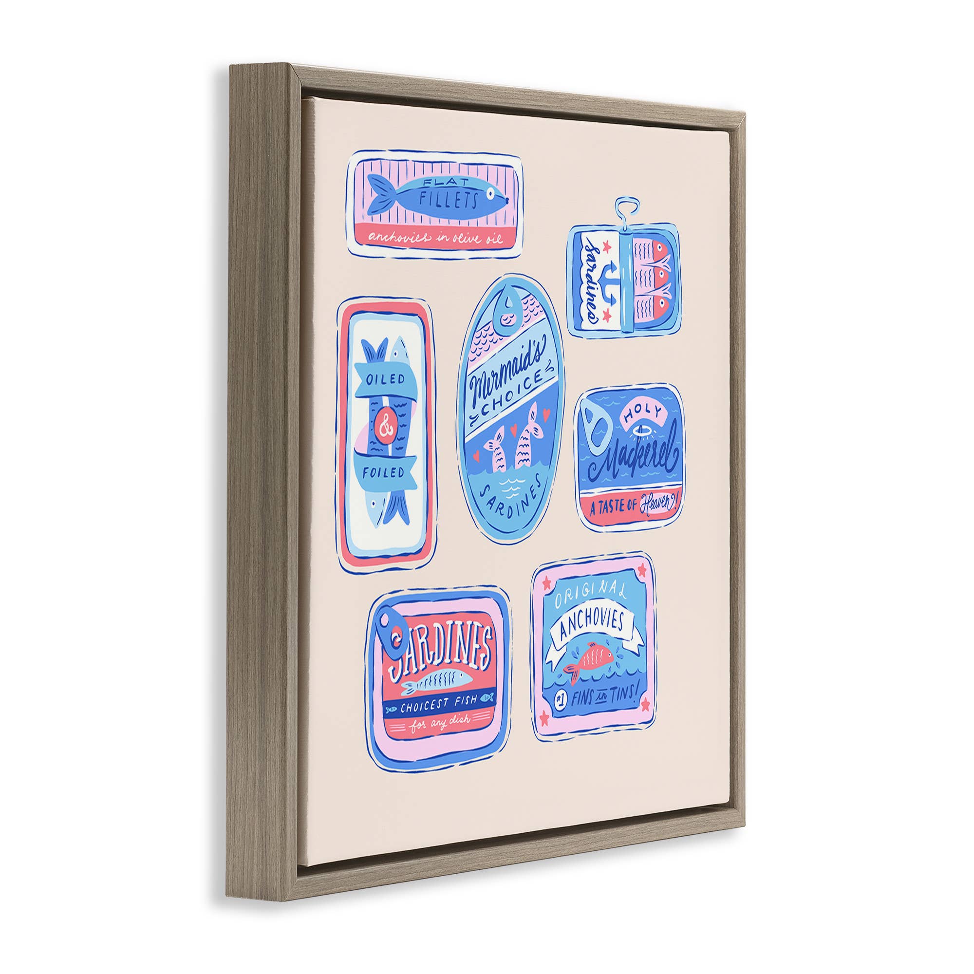 Stupell Industries – Großhandel Wandschild – Verschiedene Dosenfisch-Meeresfrüchte - Gerahmte Wandkunst18