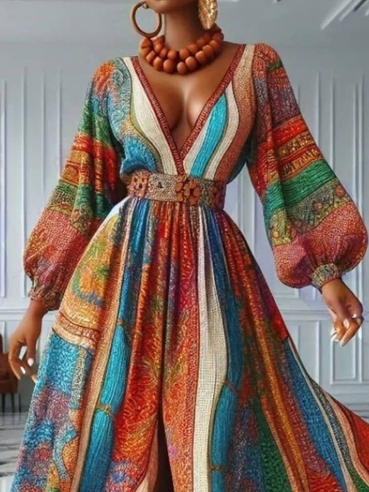 deep v neck long latern sleeve print maxi dress and other Purchase Wholesale african print skirt plus size. Free Returns & Net 60 Terms on Faire trending on Faire.