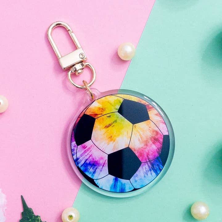 Tie Dye Soccer Ball Epoxy/Acrylic Keychains for wholesale by BambooByTundra