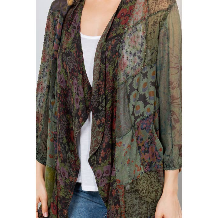 Young Threads - Vendita all'ingrosso Kimono - Donna - Kimono Shrug in Patch Mix N Match Sovratinto10